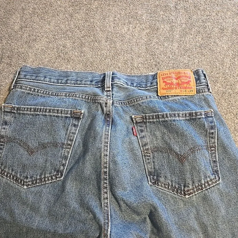 Levi’s 505 Denim Jeans Mens 34x29 Blue Classic 5 Pocket Straight Leg Casual